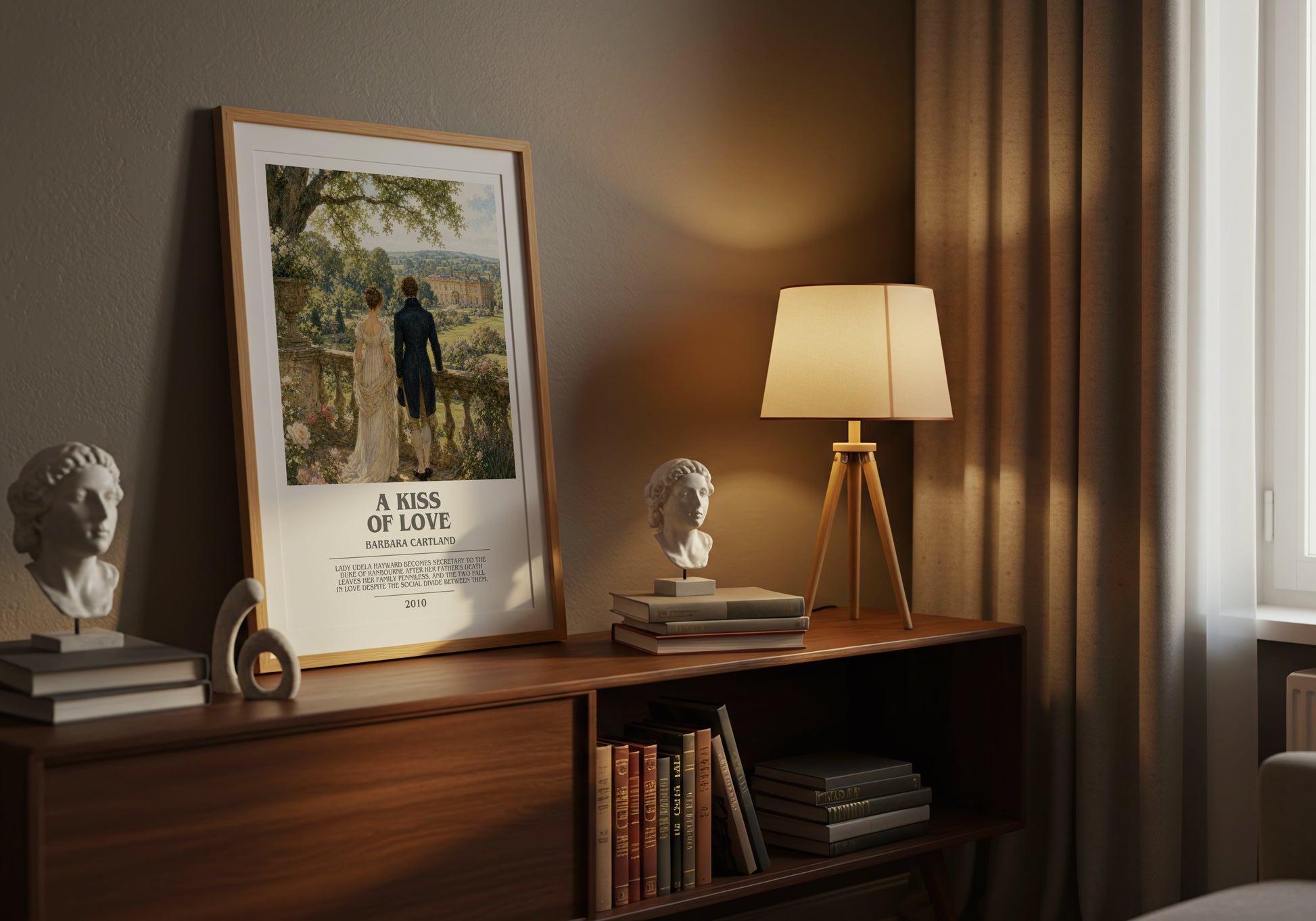A Kiss Of Love bookish book poster framed on wall – romance wall art
