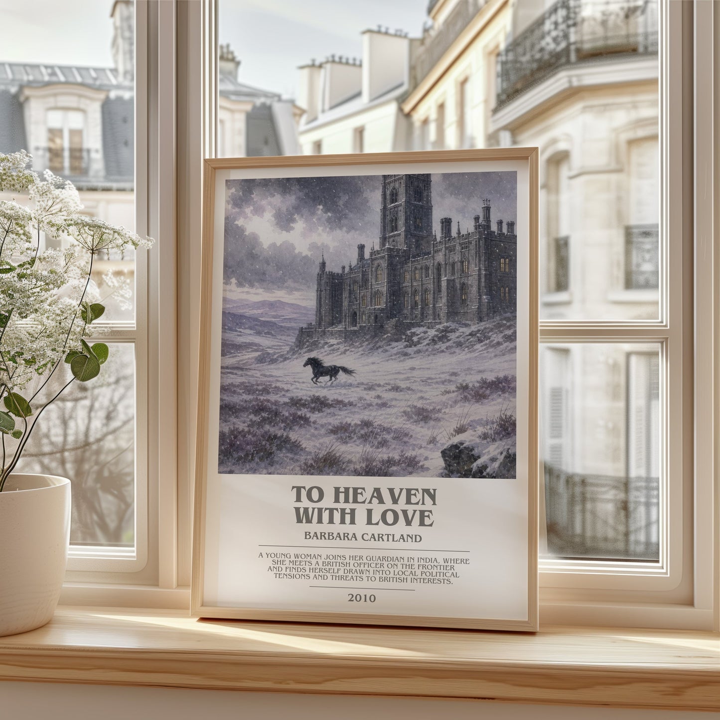 To Heaven With Love bookish poster colour and style options – Barbara Cartland book art
