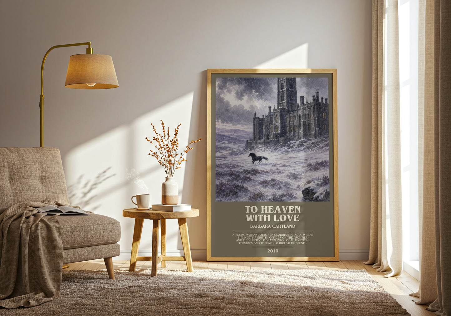 To Heaven With Love bookish print on bookshelf – Barbara Cartland fan gift