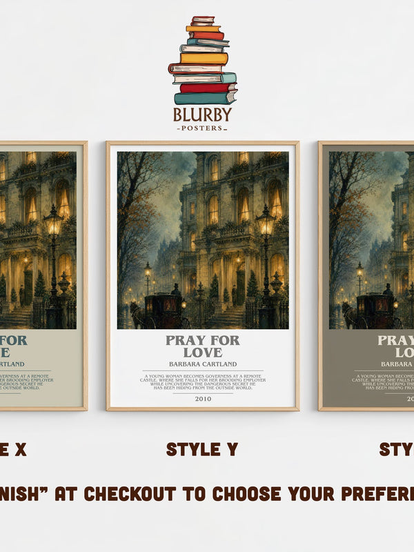 Pray For Love bookish print in frame leaning in hallway – romance wall art