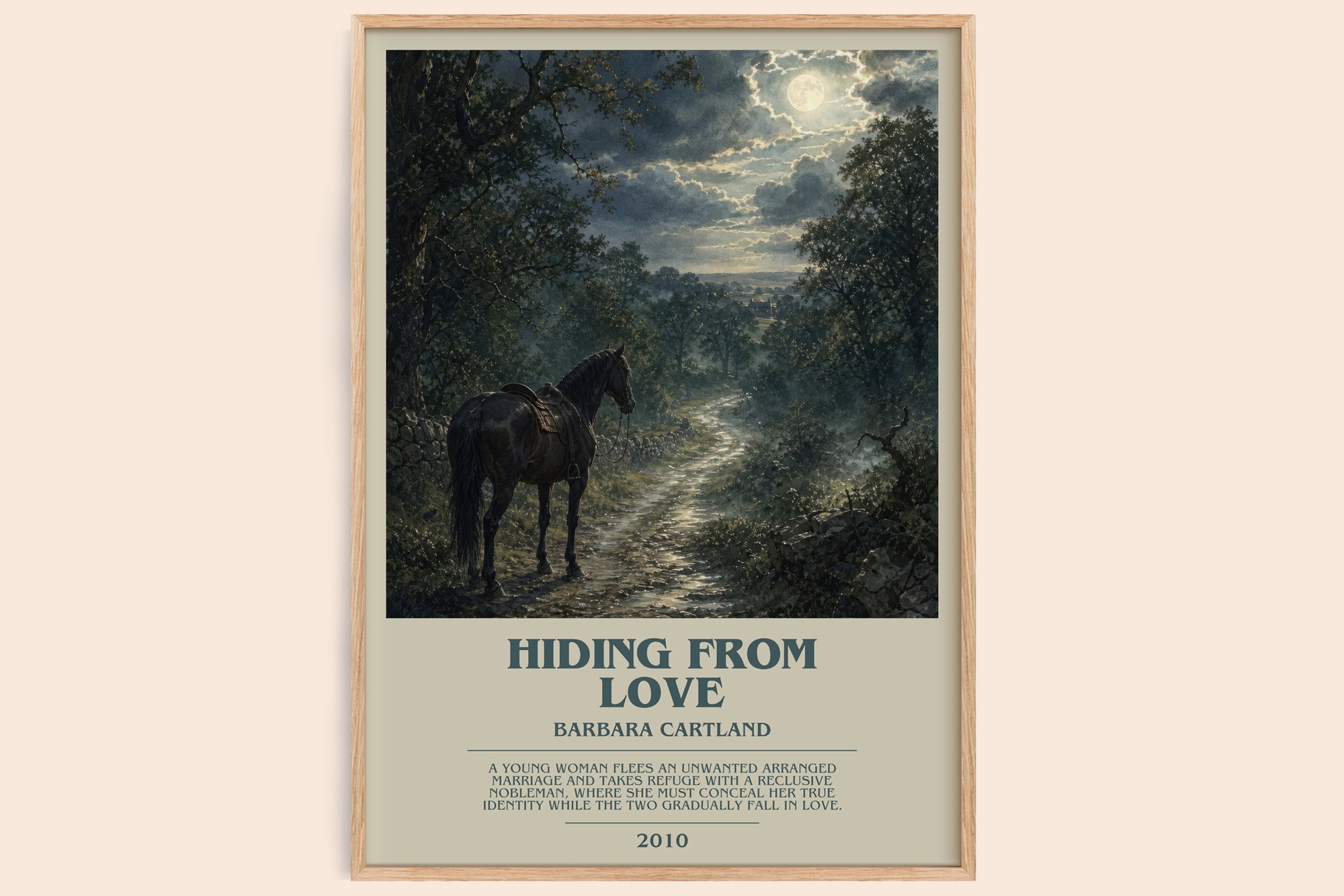 Hiding From Love bookish book poster by Barbara Cartland – framed literary art print