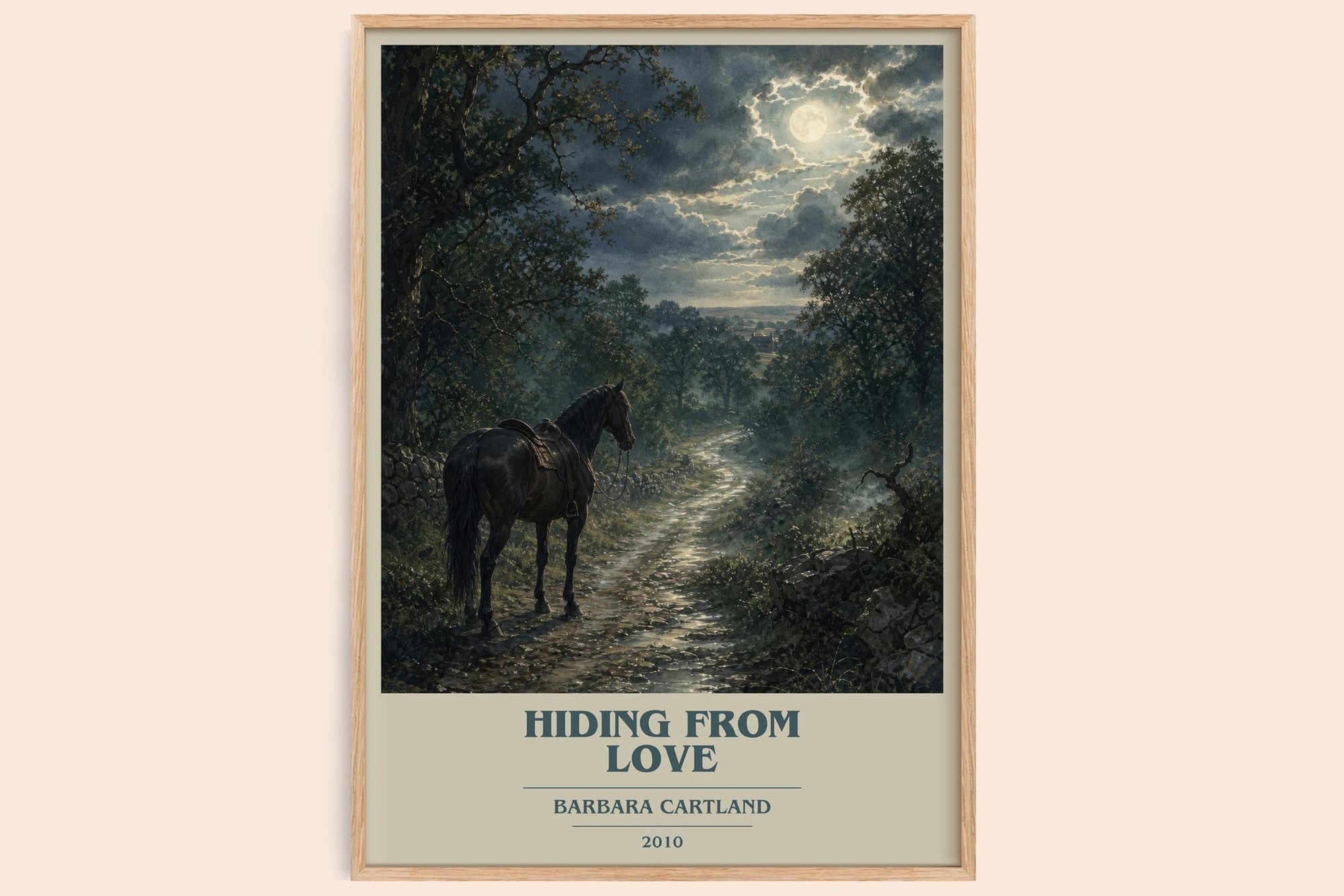 Hiding From Love book cover book poster by Barbara Cartland – framed literary art print