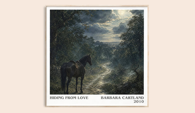 Hiding From Love literary book poster by Barbara Cartland – framed literary art print