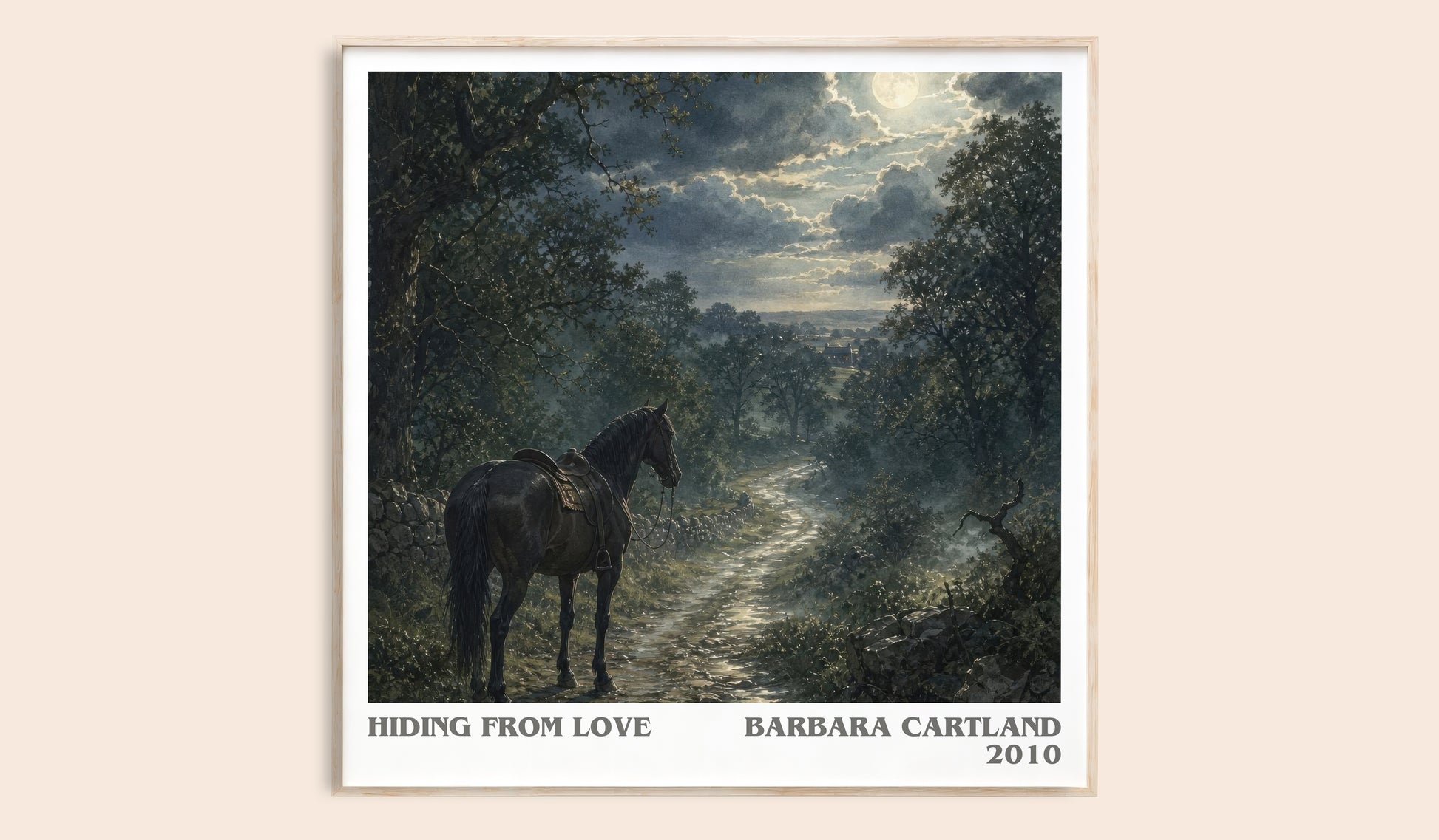 Hiding From Love literary book poster by Barbara Cartland – framed literary art print