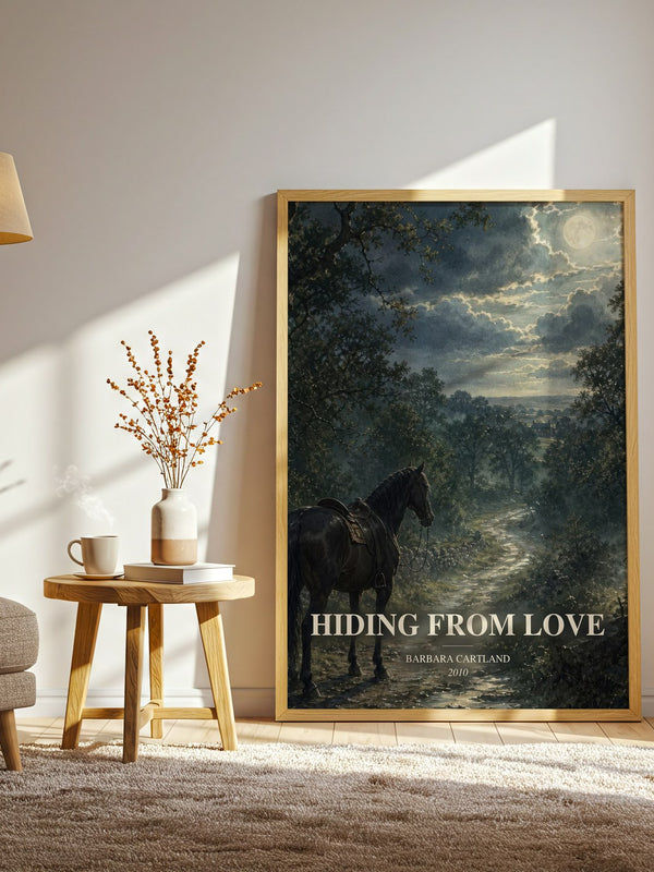 Hiding From Love watercolour print in frame leaning in hallway – romance wall art