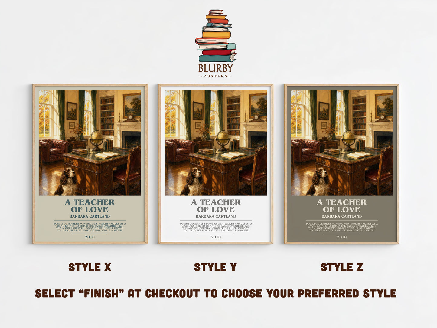 A Teacher Of Love bookish print in frame leaning in hallway – romance wall art