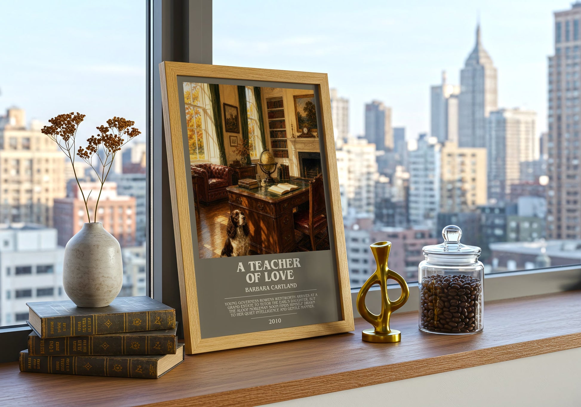 A Teacher Of Love bookish print framed by window – literary home decor