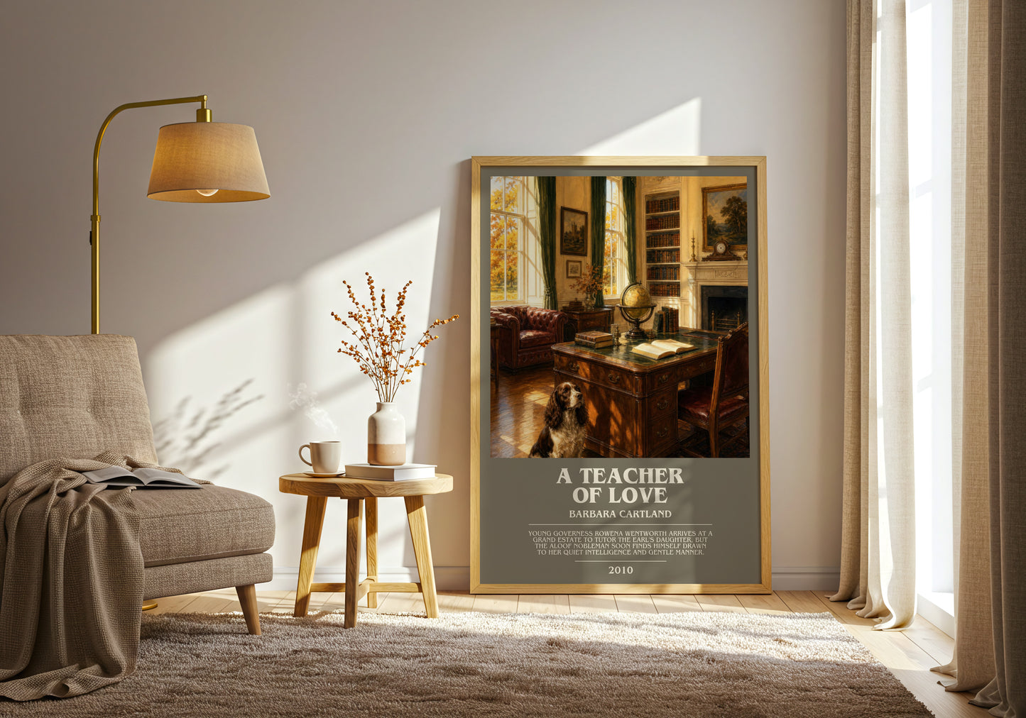 A Teacher Of Love bookish print on bookshelf – Barbara Cartland fan gift