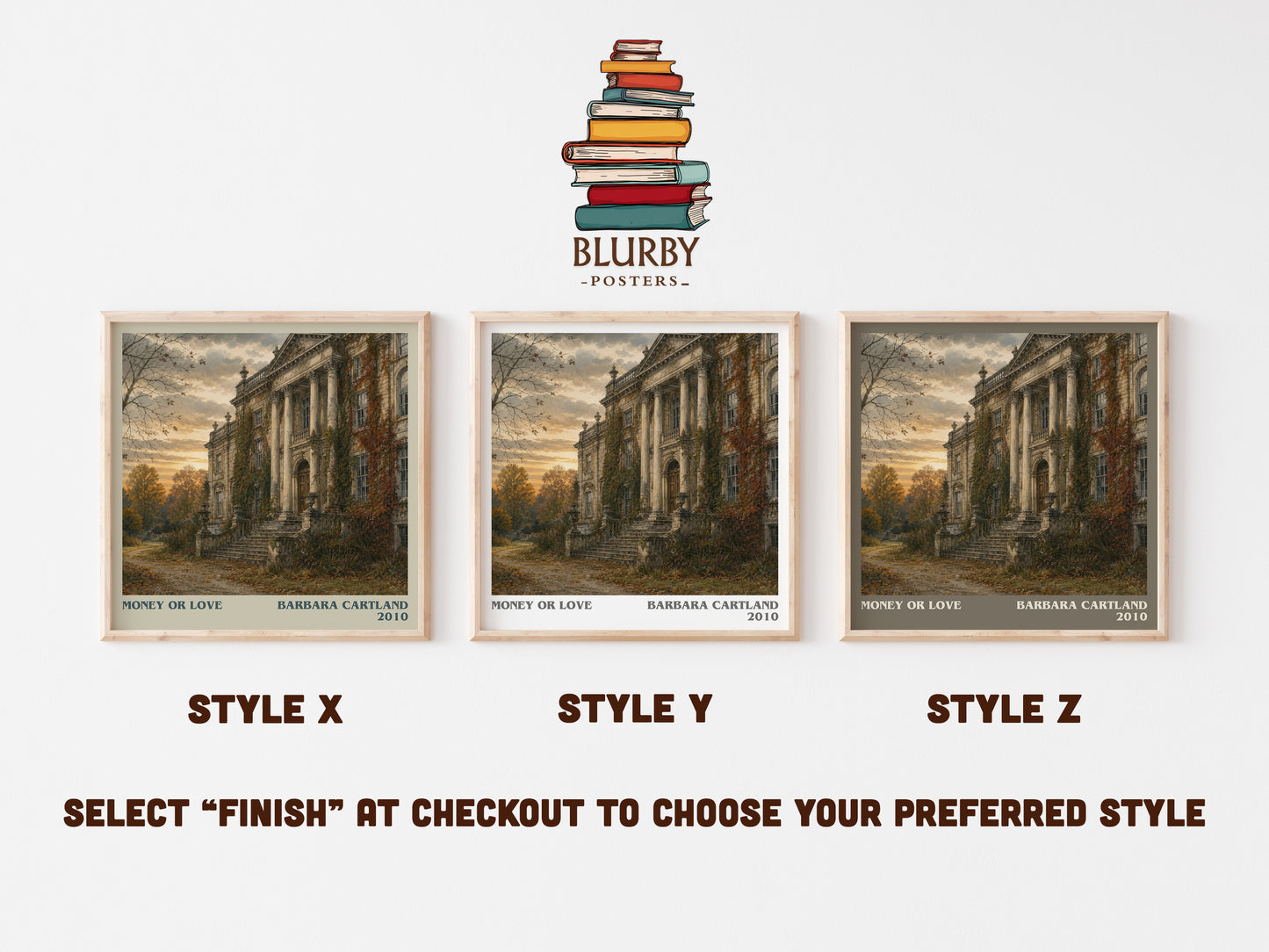 Money Or Love literary print in frame leaning in hallway – romance wall art