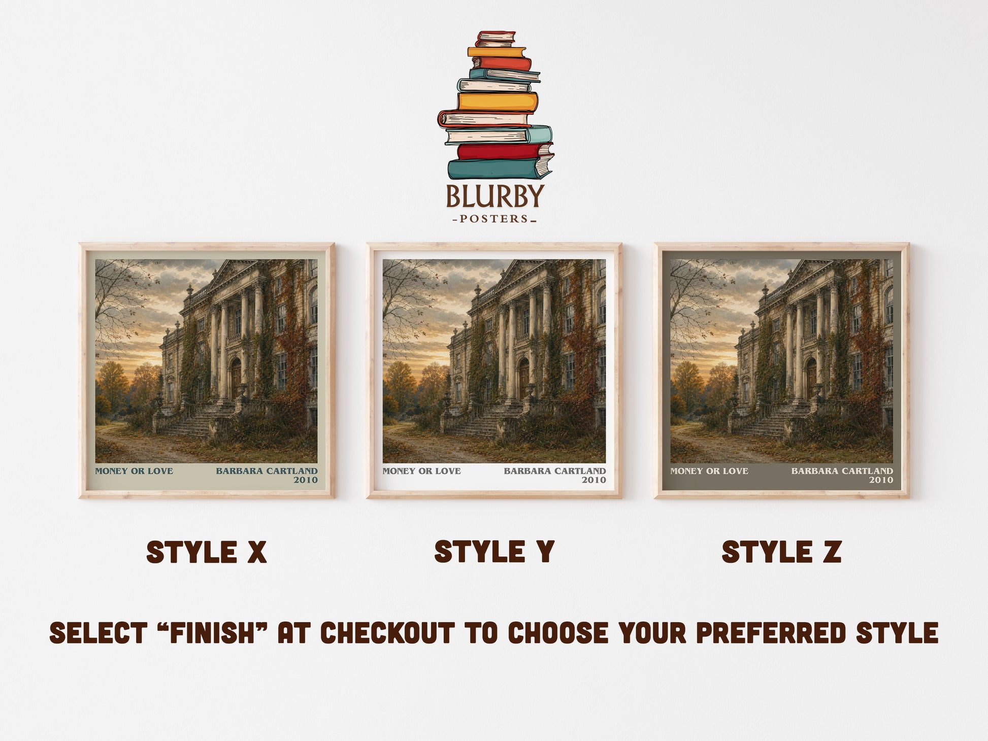 Money Or Love literary print in frame leaning in hallway – romance wall art
