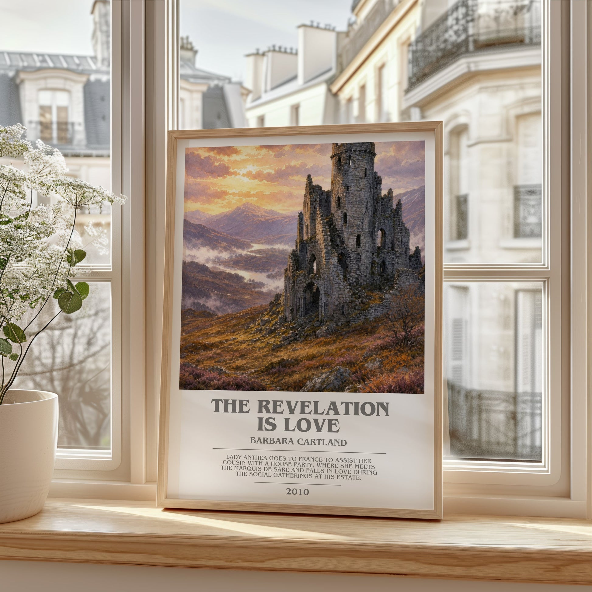 The Revelation Is Love bookish poster colour and style options – Barbara Cartland book art