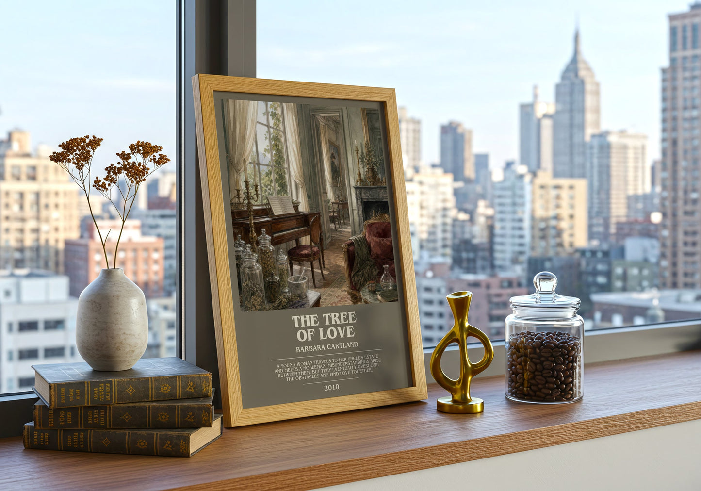 The Tree Of Love bookish print framed by window – literary home decor