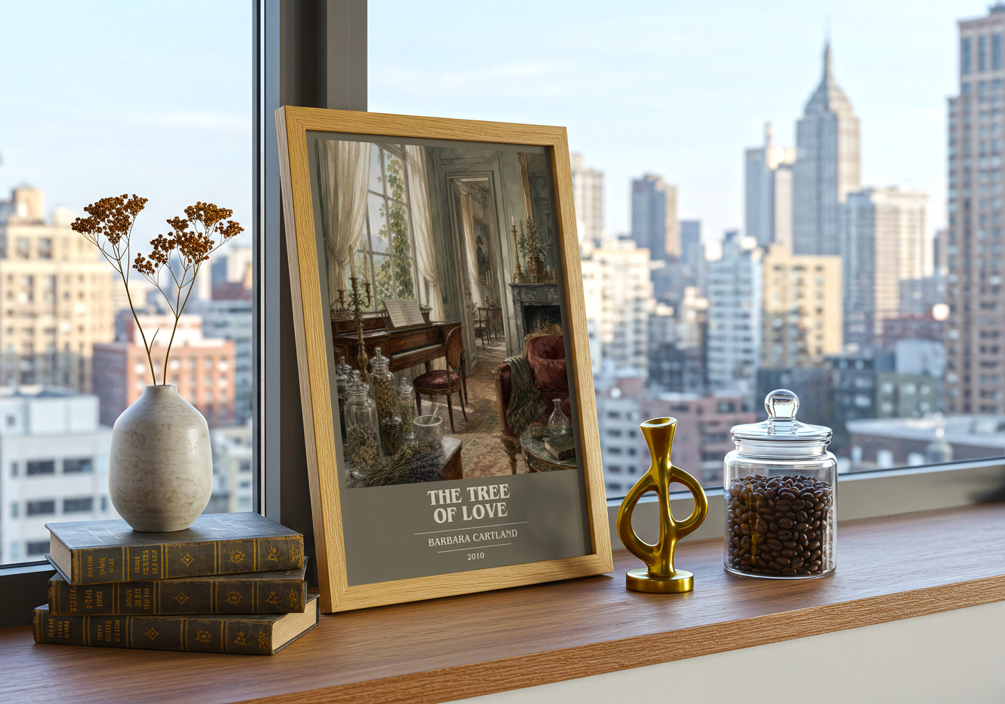 The Tree Of Love book cover print framed by window – literary home decor