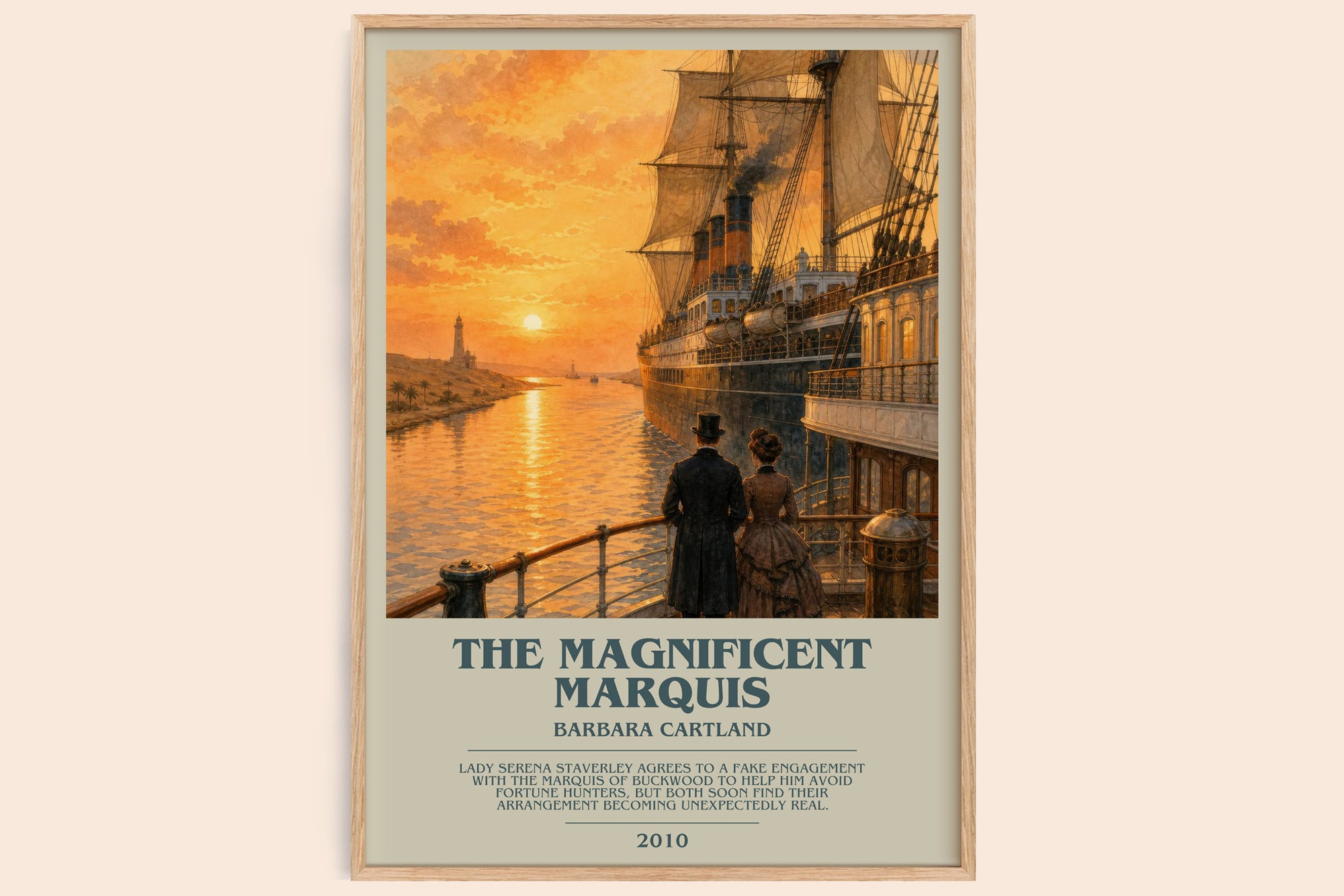 The Magnificent Marquis bookish book poster by Barbara Cartland – framed literary art print