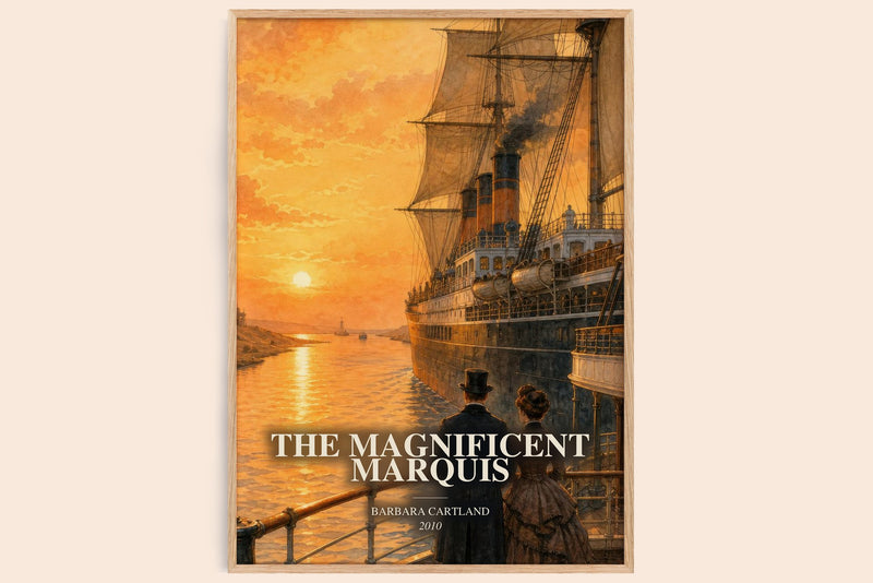 The Magnificent Marquis watercolour book poster by Barbara Cartland – framed literary art print
