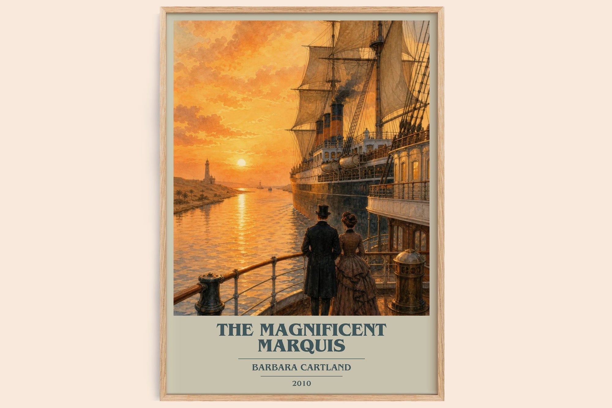 The Magnificent Marquis book cover book poster by Barbara Cartland – framed literary art print