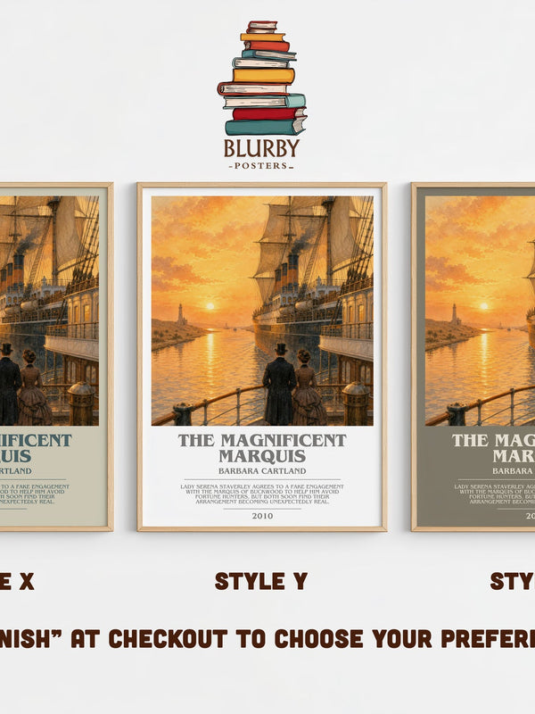The Magnificent Marquis bookish print in frame leaning in hallway – romance wall art