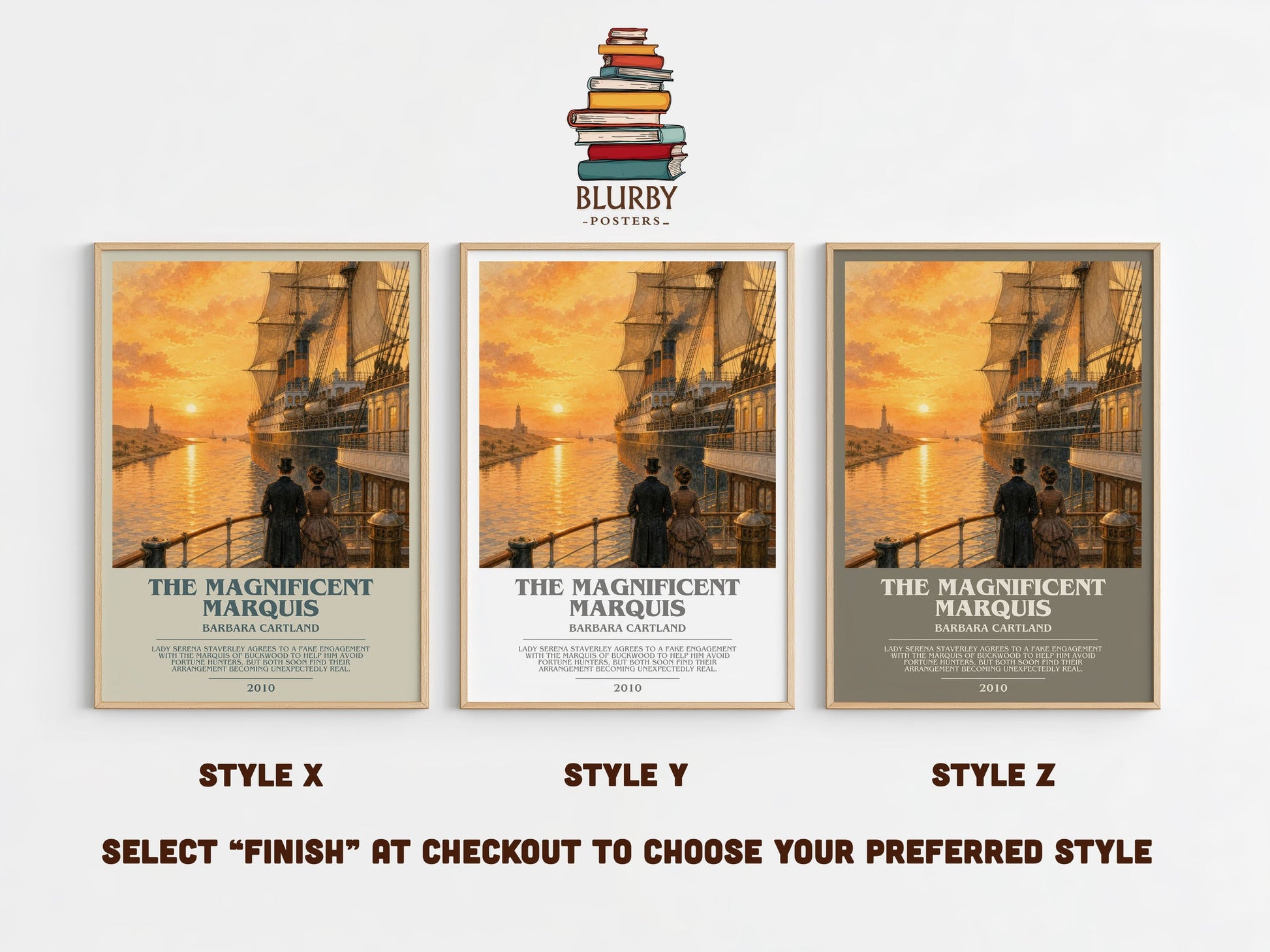 The Magnificent Marquis bookish print in frame leaning in hallway – romance wall art