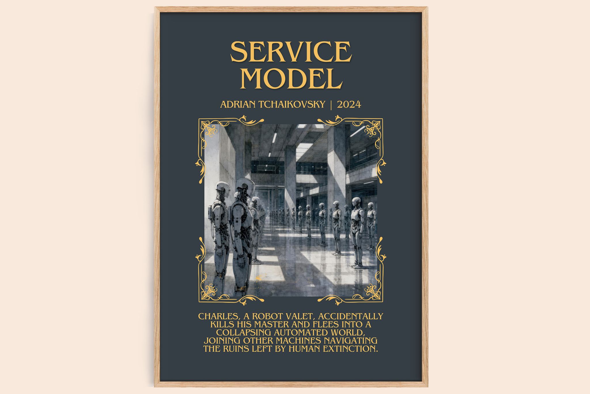 Service Model Minimalist Book Poster by Adrian Tchaikovsky