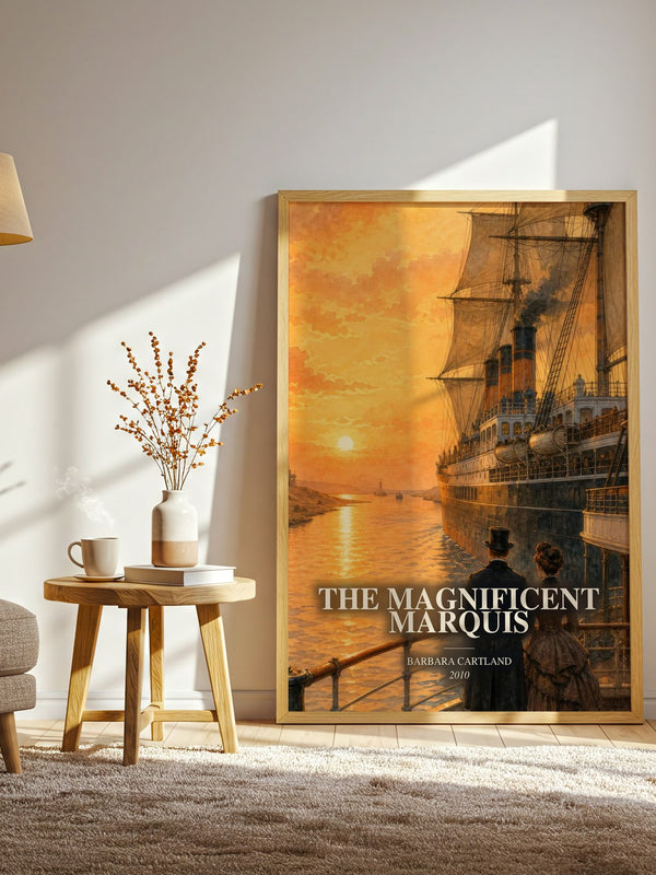 The Magnificent Marquis watercolour print in frame leaning in hallway – romance wall art