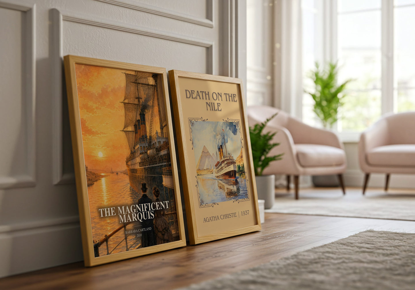 The Magnificent Marquis watercolour print framed by window – literary home decor