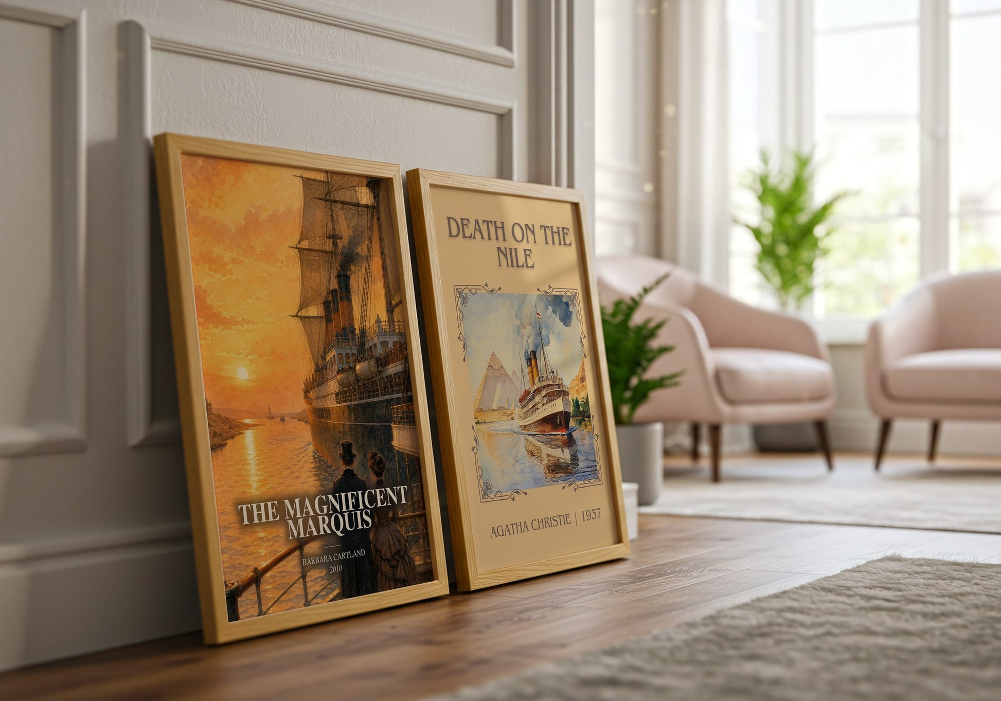 The Magnificent Marquis watercolour print framed by window – literary home decor