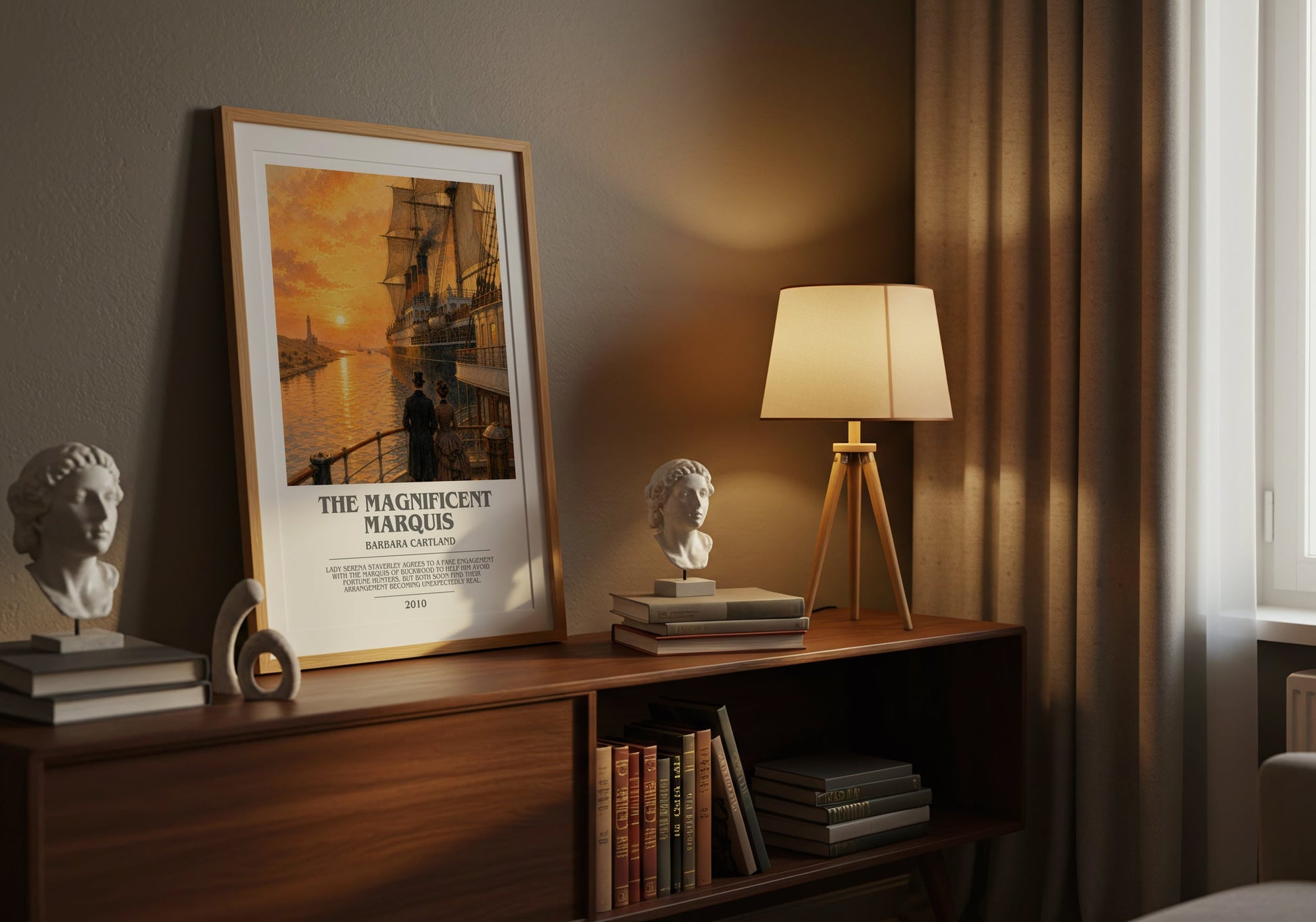 The Magnificent Marquis bookish book poster framed on wall – romance wall art