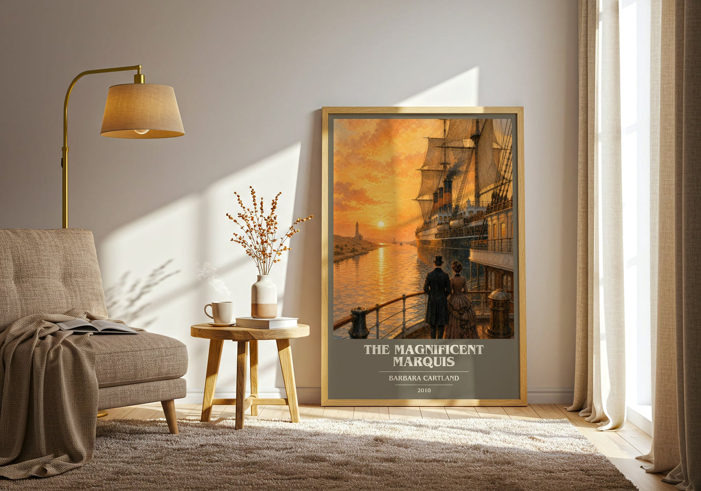 The Magnificent Marquis book cover print on bookshelf – Barbara Cartland fan gift