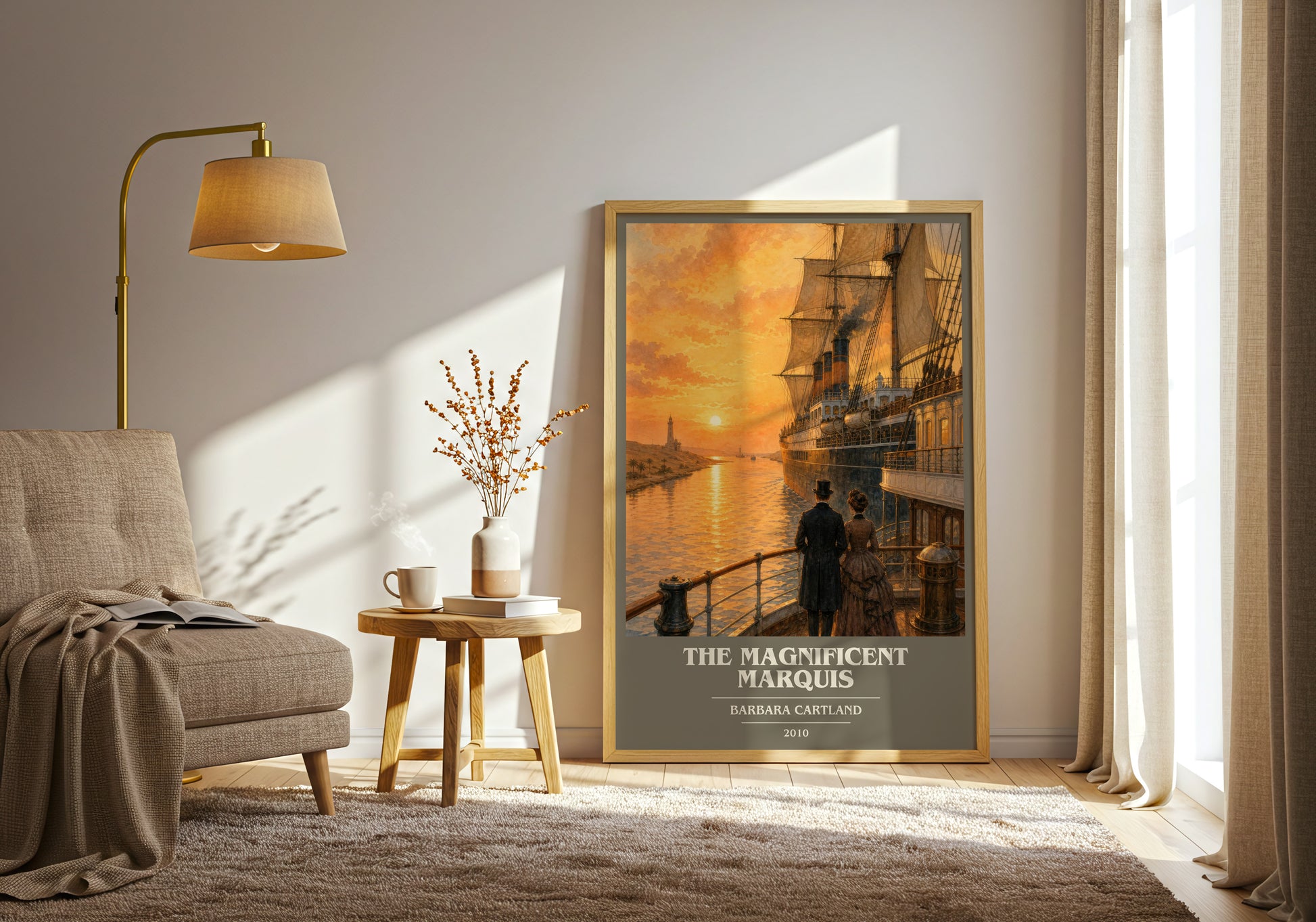The Magnificent Marquis book cover print on bookshelf – Barbara Cartland fan gift