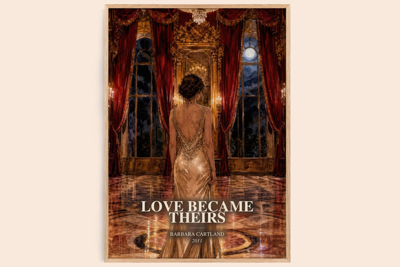 Love Became Theirs watercolour book poster by Barbara Cartland – framed literary art print