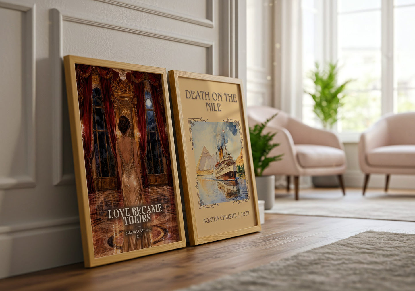 Love Became Theirs watercolour print framed by window – literary home decor