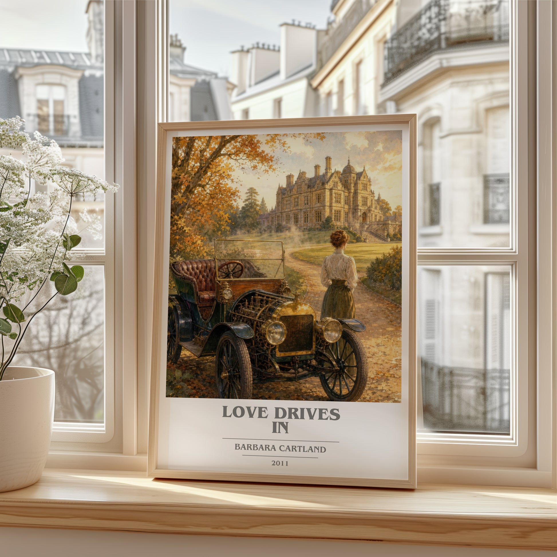 Love Drives In book cover poster colour and style options – Barbara Cartland book art