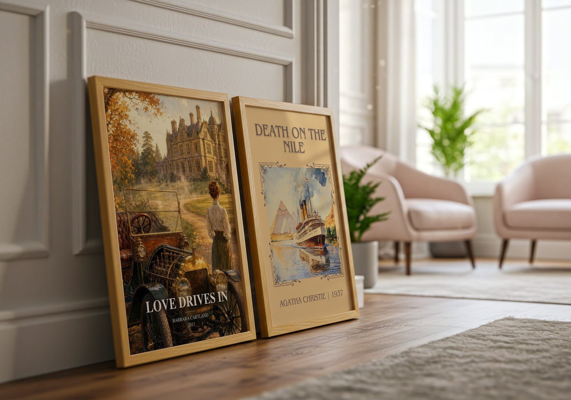 Love Drives In watercolour print framed by window – literary home decor