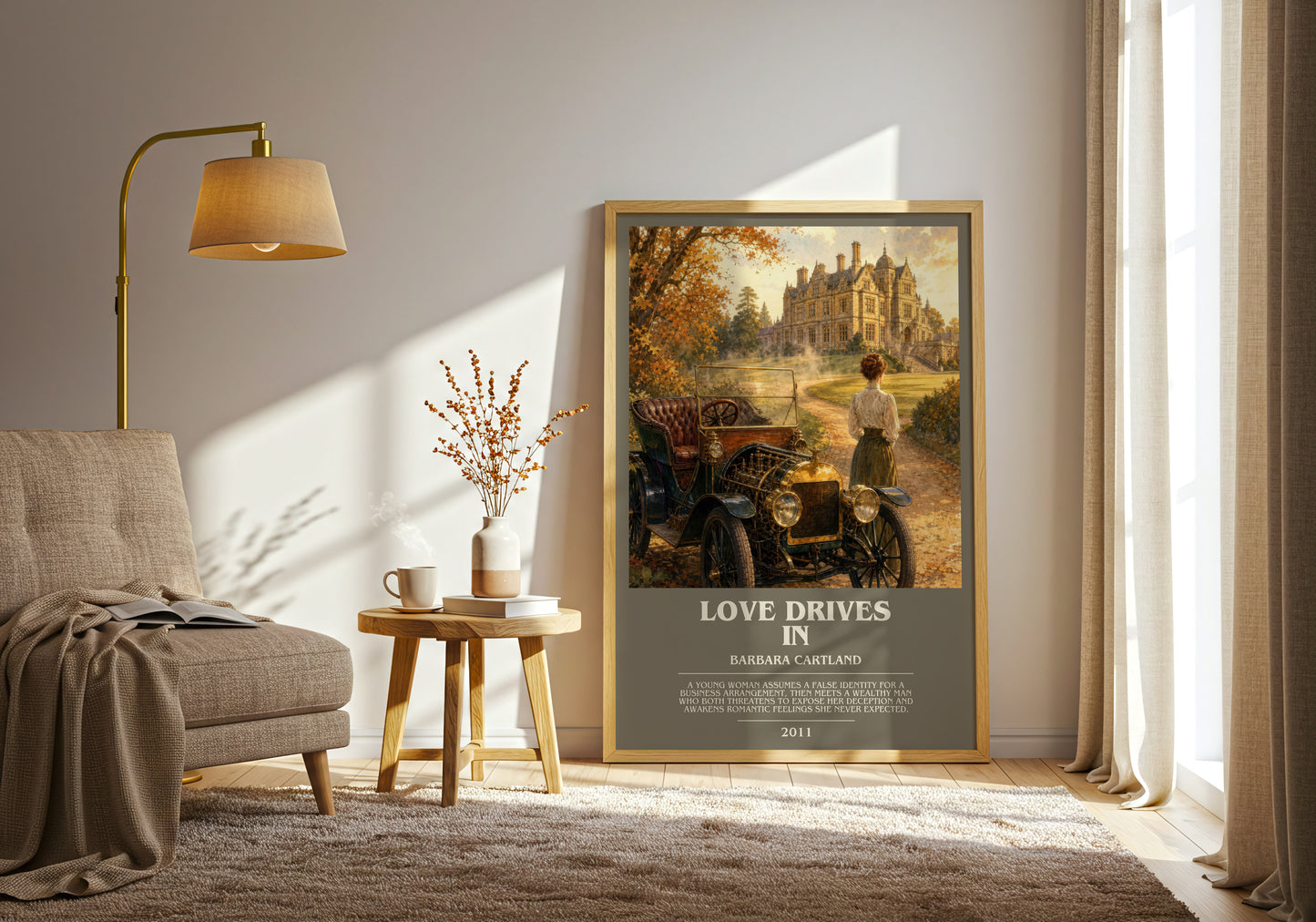 Love Drives In bookish print on bookshelf – Barbara Cartland fan gift