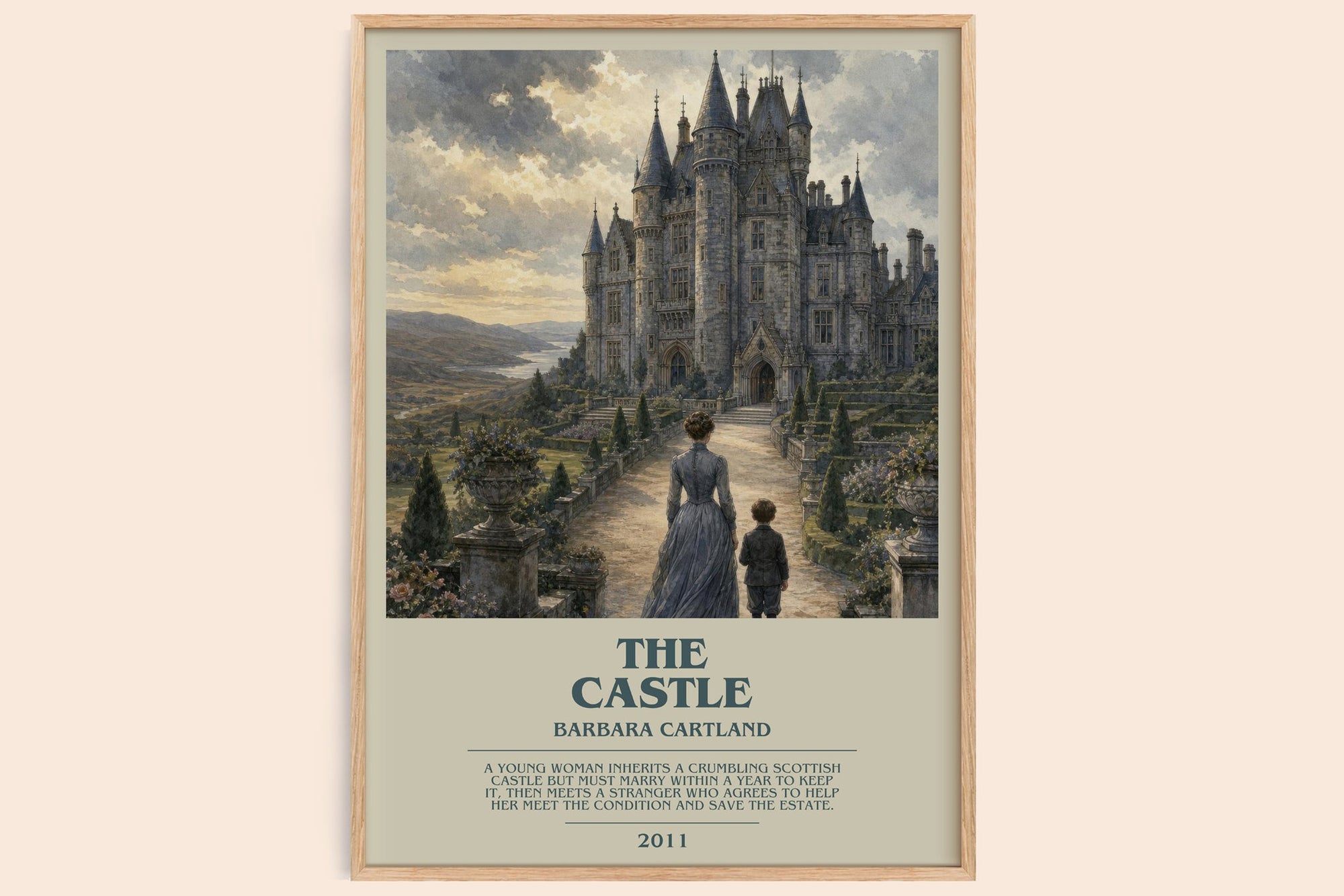 The Castle bookish book poster by Barbara Cartland – framed literary art print