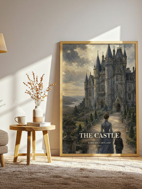 The Castle watercolour print in frame leaning in hallway – romance wall art