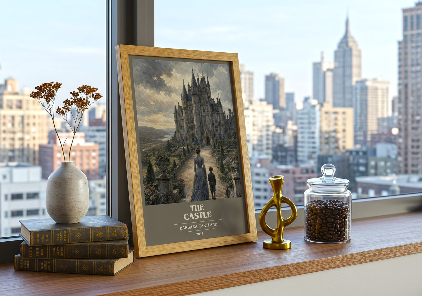 The Castle book cover print framed by window – literary home decor