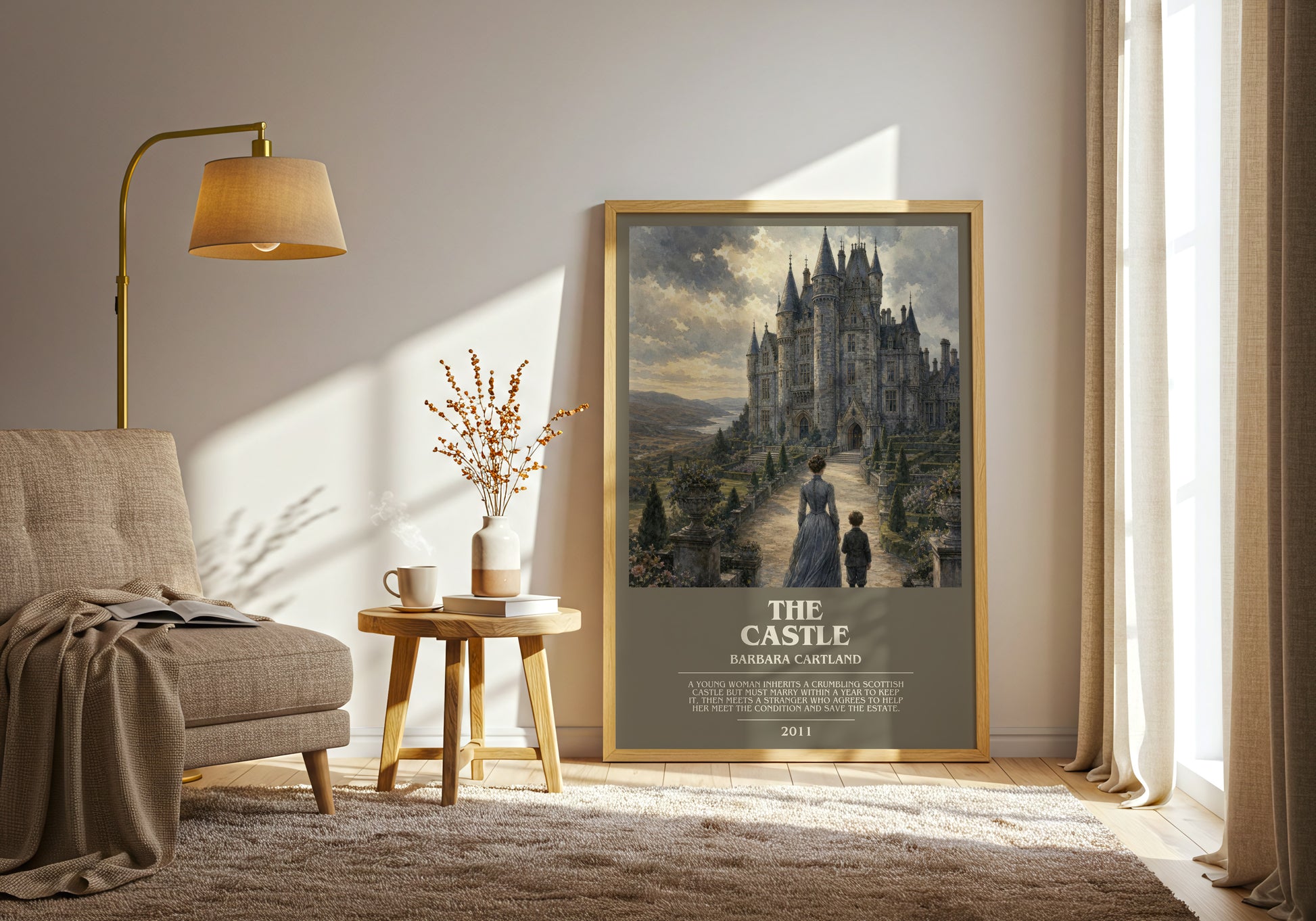 The Castle bookish print on bookshelf – Barbara Cartland fan gift