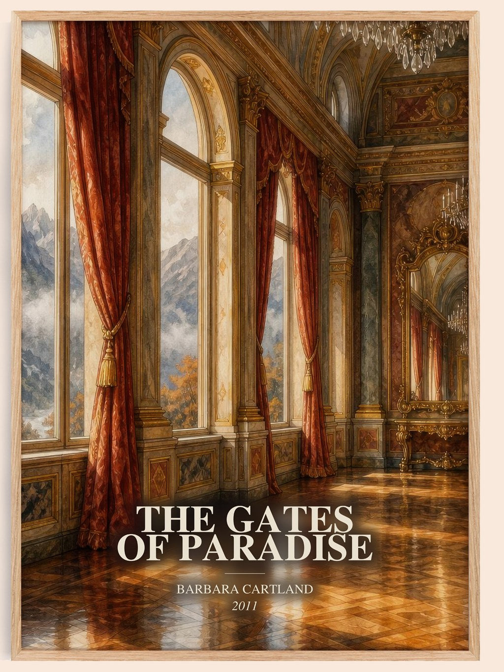 The Gates Of Paradise watercolour book poster by Barbara Cartland – framed literary art print