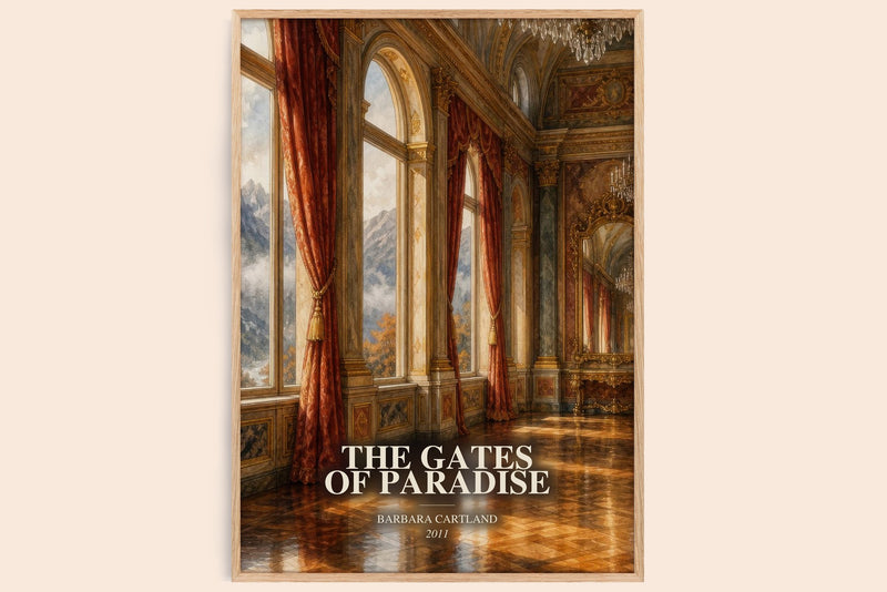 The Gates Of Paradise watercolour book poster by Barbara Cartland – framed literary art print