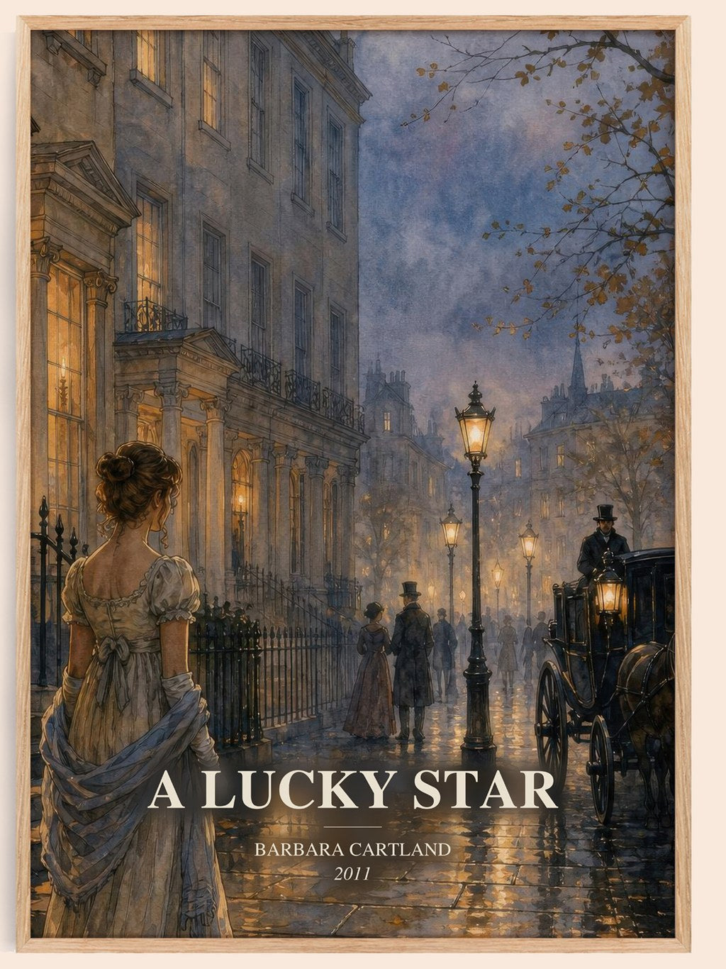 A Lucky Star watercolour book poster by Barbara Cartland – framed literary art print