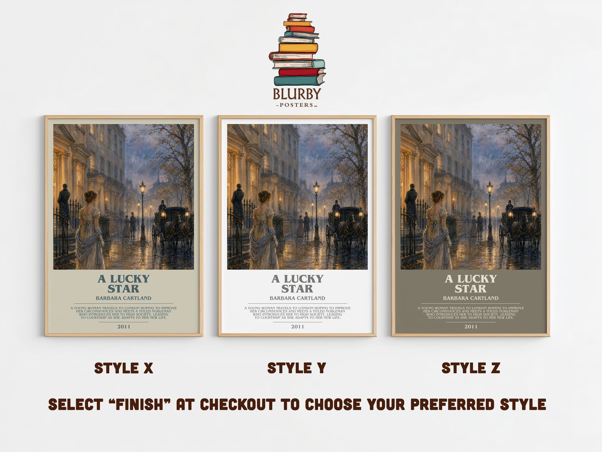A Lucky Star bookish print in frame leaning in hallway – romance wall art