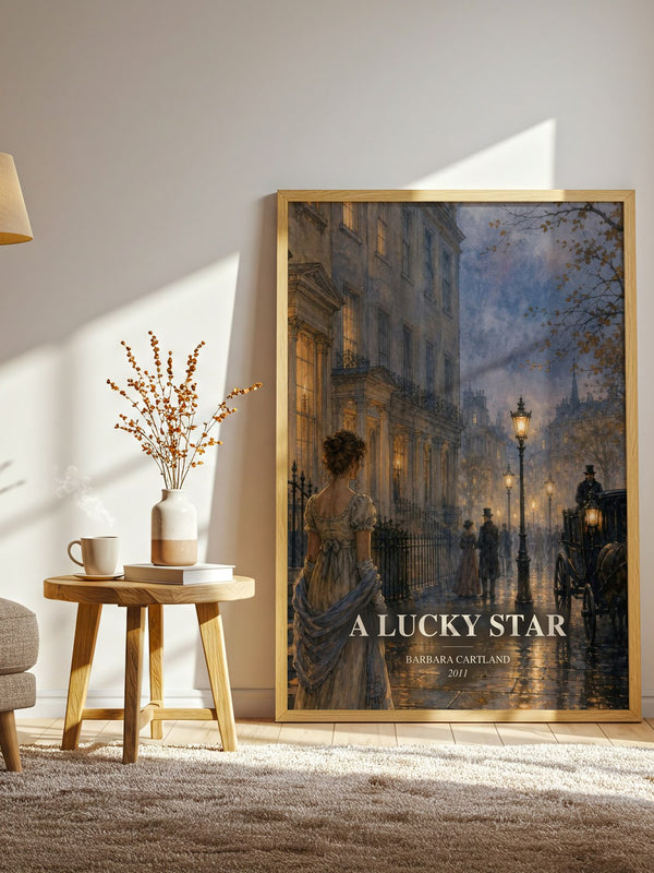 A Lucky Star watercolour print in frame leaning in hallway – romance wall art