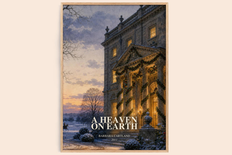 A Heaven On Earth watercolour book poster by Barbara Cartland – framed literary art print
