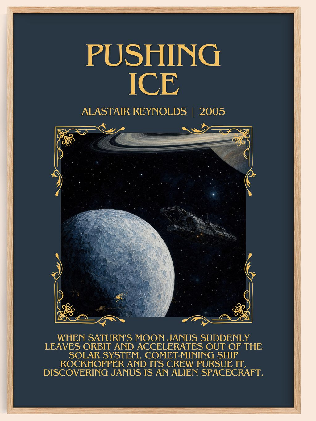 Pushing Ice Minimalist Book Poster by Alastair Reynolds – book poster