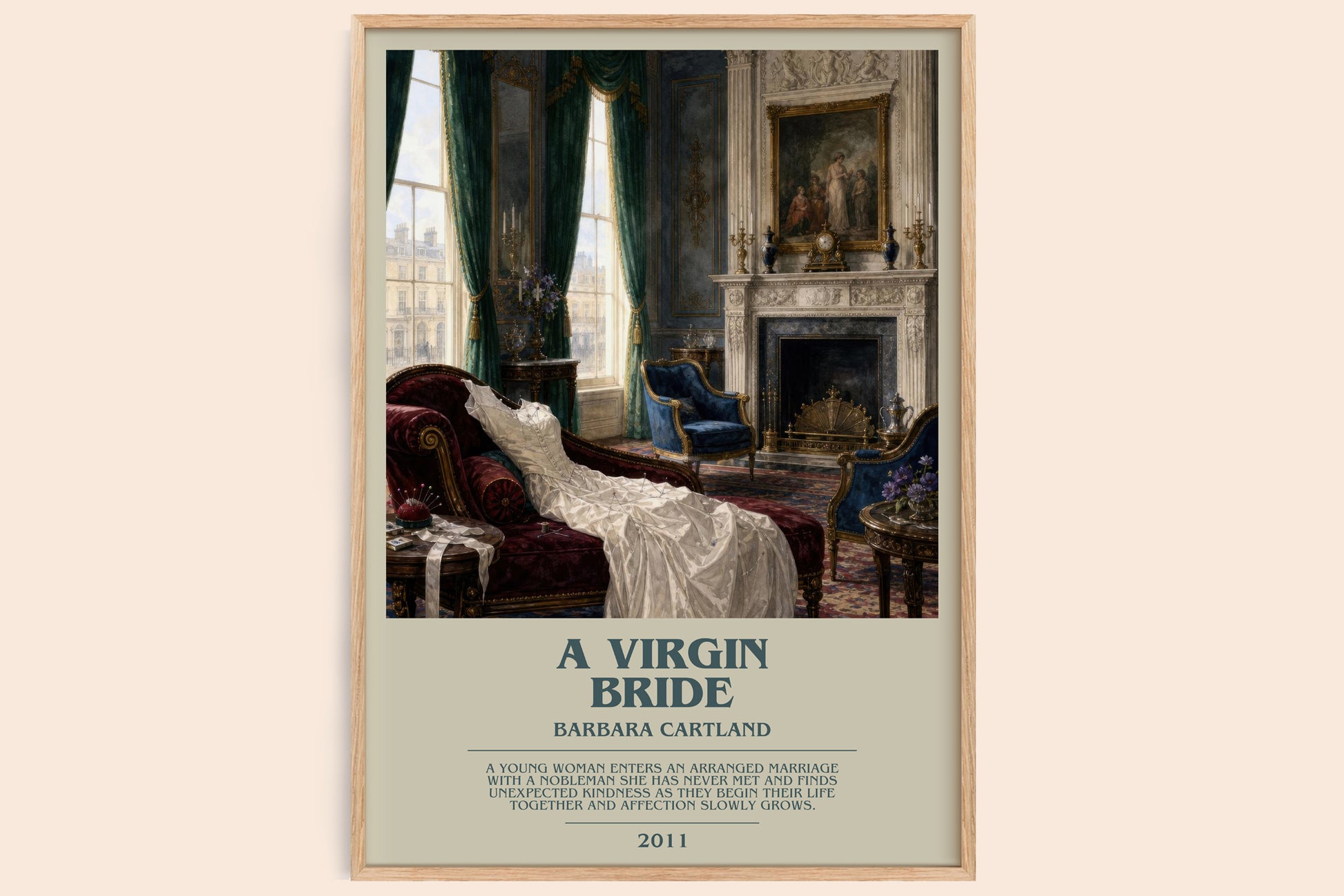 A Virgin Bride bookish book poster by Barbara Cartland – framed literary art print