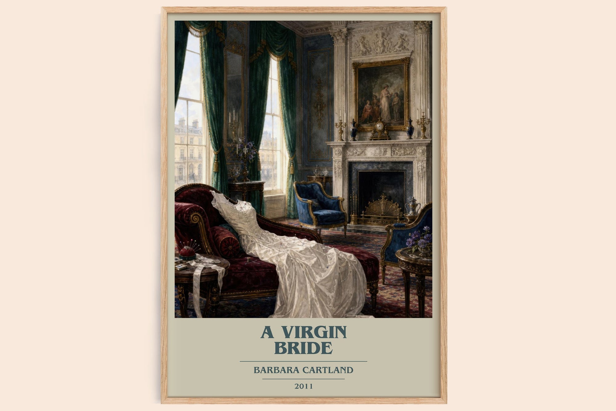 A Virgin Bride book cover book poster by Barbara Cartland – framed literary art print