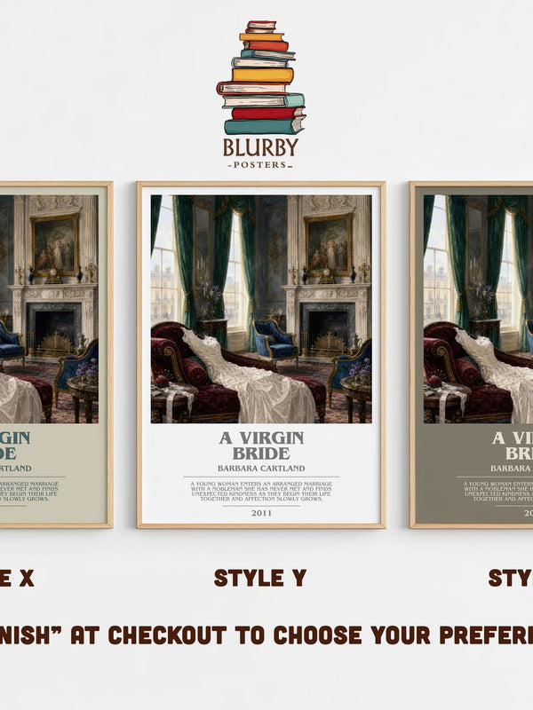 A Virgin Bride bookish print in frame leaning in hallway – romance wall art