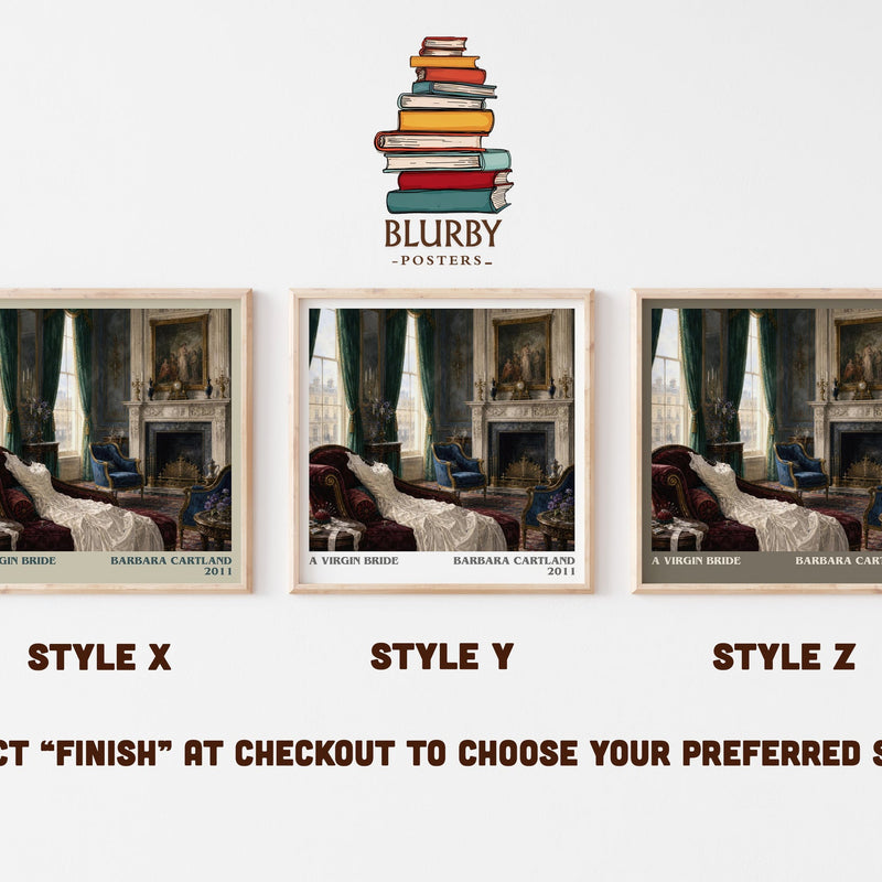 A Virgin Bride literary print in frame leaning in hallway – romance wall art