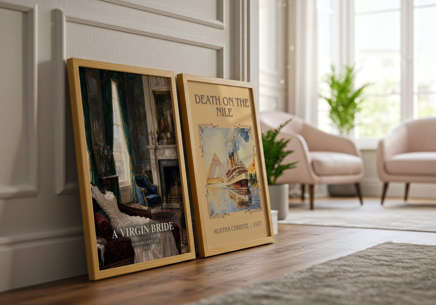 A Virgin Bride watercolour print framed by window – literary home decor